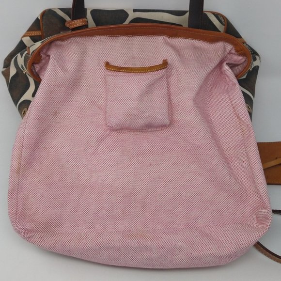 Women's Dooney & Bourke Giraffe Design Distressed Brown/Cream Bag w/Coin Pouch - Picture 12 of 16